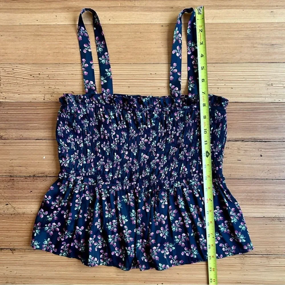 J. Crew Featherweight satin smocked tank top in twilight berry. Size L.